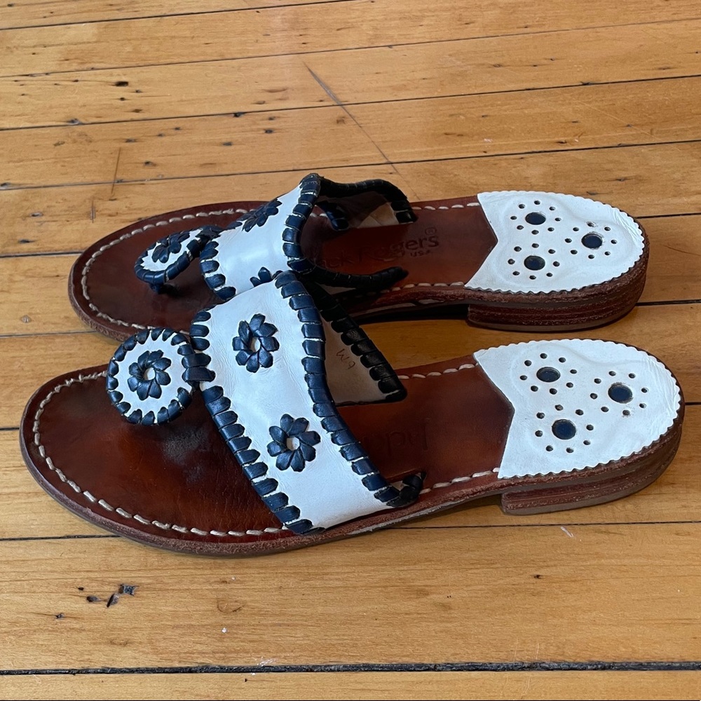 Jack Rogers Palm Beach sandals - White/Navy Size 6